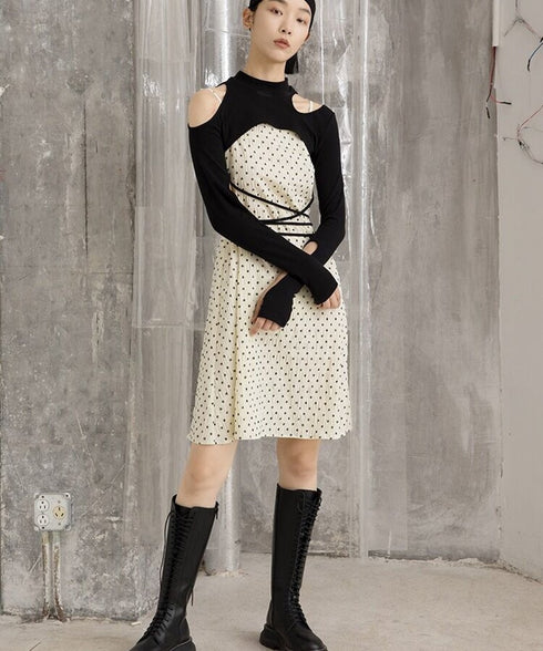 Cutout Layered Top & Dot Dress Co-ord